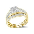 thumbnail image 1 of FB Jewels 10kt Yellow Gold Round Diamond Rectangle Cluster Bridal Wedding Engagement Ring 1/4 Cttw Size 8, 1 of 3
