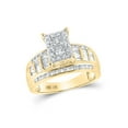 thumbnail image 1 of FB Jewels 10kt Yellow Gold Round Diamond Rectangle Cluster Bridal Wedding Engagement Ring 7/8 Cttw Size 6.5, 1 of 4