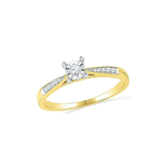 FB Jewels 10kt Yellow Gold Round Diamond Solitaire Bridal Wedding Engagement Ring 1/10 Cttw Size 8