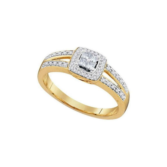 FB Jewels 10kt Yellow Gold Round Diamond Solitaire Bridal Wedding Engagement Ring 1/2 Cttw Size 5
