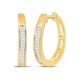 thumbnail image 1 of FB Jewels 10kt Yellow Gold Womens Baguette Diamond Hoop Earrings 1/5 Cttw, 1 of 1