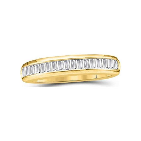 FB Jewels 10kt Yellow Gold Womens Baguette Diamond Wedding Anniversary Band 1/6 Cttw Size 5.5