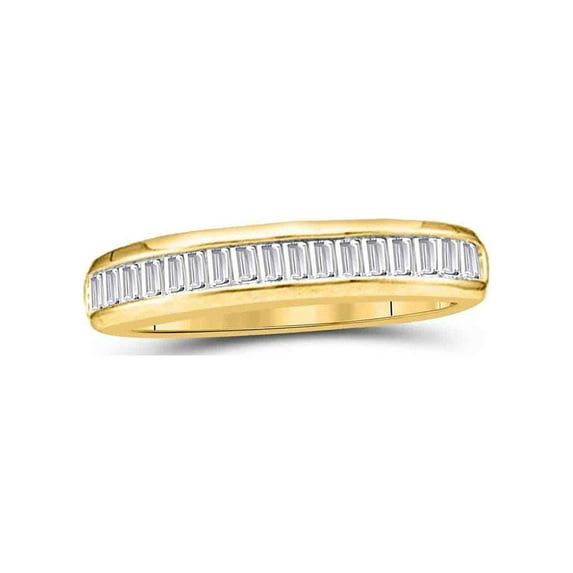FB Jewels 10kt Yellow Gold Womens Baguette Diamond Wedding Anniversary Band 1/6 Cttw