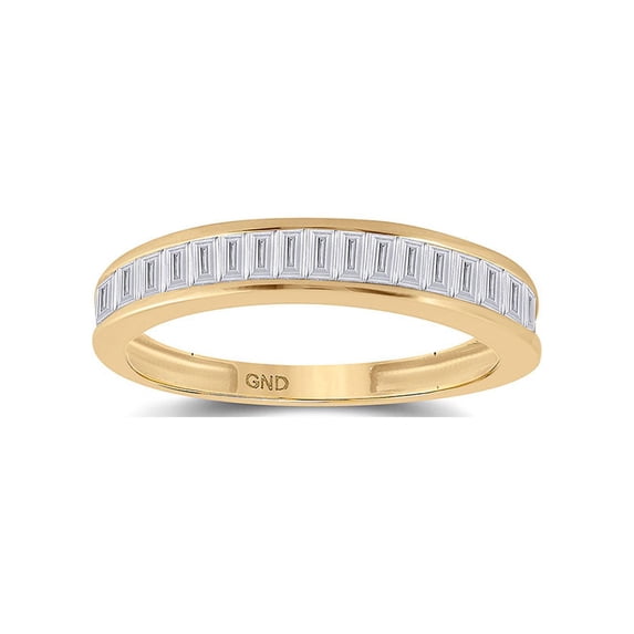 FB Jewels 10kt Yellow Gold Womens Baguette Diamond Wedding Band 1/2 Cttw Size 7