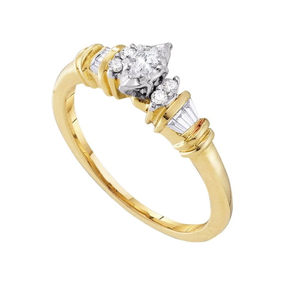 FB Jewels 10kt Yellow Gold Womens Marquise Diamond Solitaire Promise Bridal Ring 1/5 Cttw