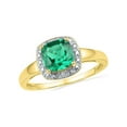 thumbnail image 1 of FB Jewels 10kt Yellow Gold Womens Princess Lab-Created Emerald Solitaire Diamond Ring 1-3/4 Cttw, 1 of 1