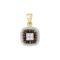 thumbnail image 1 of FB Jewels 10kt Yellow Gold Womens Round Brown Diamond Square Frame Pendant 1/3 Cttw, 1 of 1