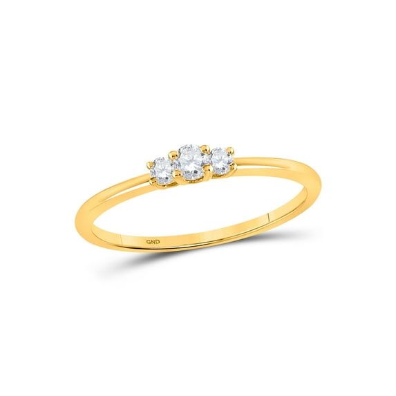 FB Jewels 10kt Yellow Gold Womens Round Diamond 3-stone Promise Bridal Ring 1/6 Cttw