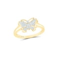 thumbnail image 1 of FB Jewels 10kt Yellow Gold Womens Round Diamond Butterfly Bug Cluster Ring 1/12 Cttw, 1 of 2