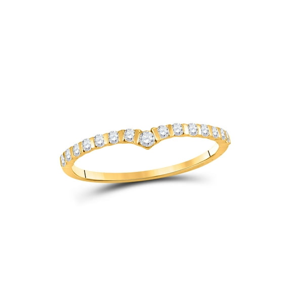 FB Jewels 10kt Yellow Gold Womens Round Diamond Chevron Stackable Band Ring 1/4 Cttw
