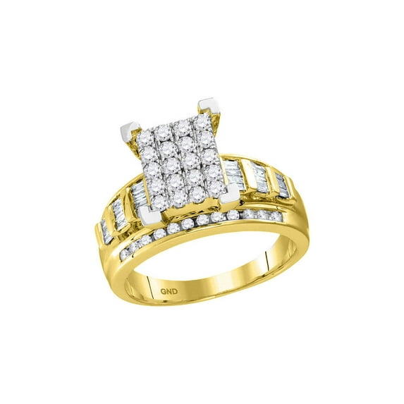FB Jewels 10kt Yellow Gold Womens Round Diamond Cindys Dream Cluster Bridal Wedding Engagement Ring 7/8 Cttw - Size 5