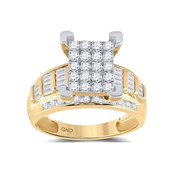 FB Jewels 10kt Yellow Gold Womens Round Diamond Cindys Dream Cluster Bridal Wedding Engagement Ring 7/8 Cttw
