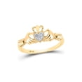 thumbnail image 1 of FB Jewels 10kt Yellow Gold Womens Round Diamond Claddagh Heart Ring .02 Cttw, 1 of 1