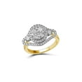 thumbnail image 1 of FB Jewels 10kt Yellow Gold Womens Round Diamond Cluster Halo Bridal Wedding Engagement Ring 1-1/5 Cttw, 1 of 4