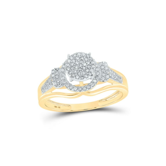 FB Jewels 10kt Yellow Gold Womens Round Diamond Cluster Ring 1/3 Cttw