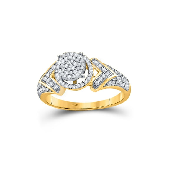 FB Jewels 10kt Yellow Gold Womens Round Diamond Cluster Ring 1/3 Cttw