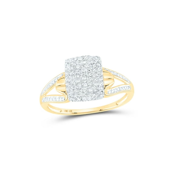 FB Jewels 10kt Yellow Gold Womens Round Diamond Cluster Ring 1/6 Cttw Size 5