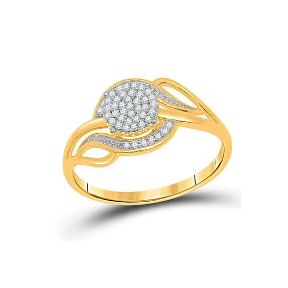 FB Jewels 10kt Yellow Gold Womens Round Diamond Cluster Ring 1/6 Cttw