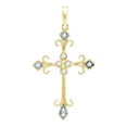 thumbnail image 1 of FB Jewels 10kt Yellow Gold Womens Round Diamond Cross Pendant 1/10 Cttw, 1 of 1