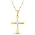 thumbnail image 1 of FB Jewels 10kt Yellow Gold Womens Round Diamond Cross Pendant 1/20 Cttw, 1 of 1