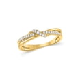 thumbnail image 1 of FB Jewels 10kt Yellow Gold Womens Round Diamond Crossover Stackable Band Ring 1/6 Cttw Size 9, 1 of 1