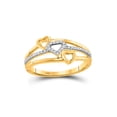 thumbnail image 1 of FB Jewels 10kt Yellow Gold Womens Round Diamond Double Heart Striped Band Ring 1/10 Cttw, 1 of 1