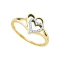 thumbnail image 1 of FB Jewels 10kt Yellow Gold Womens Round Diamond Double Nested Heart Ring 1/8 Cttw, 1 of 1