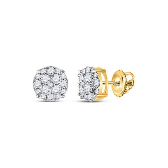 FB Jewels 10kt Yellow Gold Womens Round Diamond Fashion Stud Earrings 1/2 Cttw