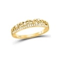 thumbnail image 1 of FB Jewels 10kt Yellow Gold Womens Round Diamond Floral Accent Stackable Band Ring 1/12 Cttw, 1 of 1