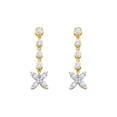 thumbnail image 1 of FB Jewels 10kt Yellow Gold Womens Round Diamond Flower Cluster Dangle Earrings 3/4 Cttw, 1 of 1