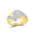 thumbnail image 1 of FB Jewels 10kt Yellow Gold Womens Round Diamond Flower Cluster Ring 1/2 Cttw, 1 of 1