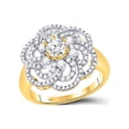 thumbnail image 1 of FB Jewels 10kt Yellow Gold Womens Round Diamond Flower Solitaire Fashion Ring 1 Cttw, 1 of 4