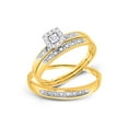 thumbnail image 1 of FB Jewels 10kt Yellow Gold Womens Round Diamond Halo Twist Bridal Wedding Engagement Ring Band Set 1/3 Cttw, 1 of 4