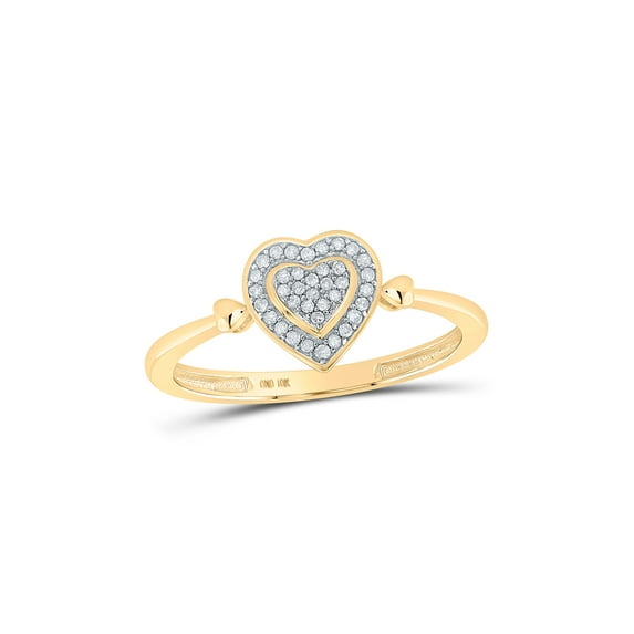 FB Jewels 10kt Yellow Gold Womens Round Diamond Heart Cluster Ring 1/10 Cttw