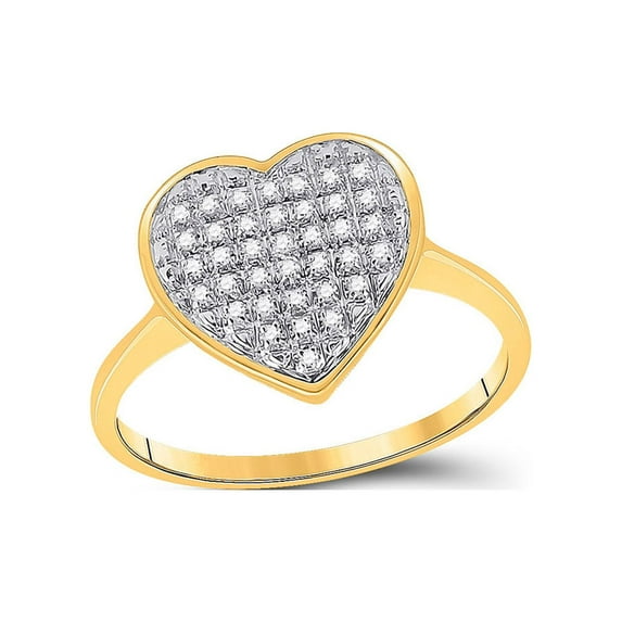 FB Jewels 10kt Yellow Gold Womens Round Diamond Heart Ring 1/10 Cttw