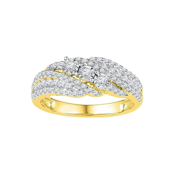 FB Jewels 10kt Yellow Gold Womens Round Diamond Heart Ring 1/20 Cttw