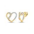 thumbnail image 1 of FB Jewels 10kt Yellow Gold Womens Round Diamond Heart Stud Earrings 1/6 Cttw, 1 of 1