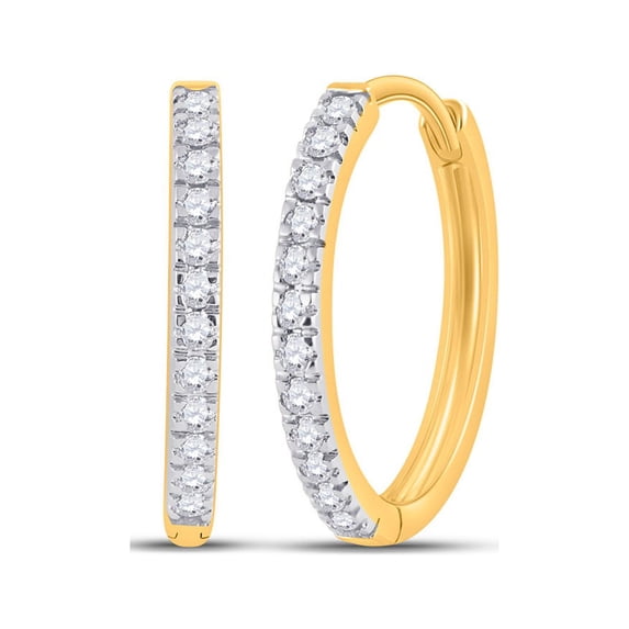FB Jewels 10kt Yellow Gold Womens Round Diamond Hoop Earrings 1/2 Cttw