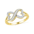 thumbnail image 1 of FB Jewels 10kt Yellow Gold Womens Round Diamond Infinity Heart Ring 1/6 Cttw, 1 of 1