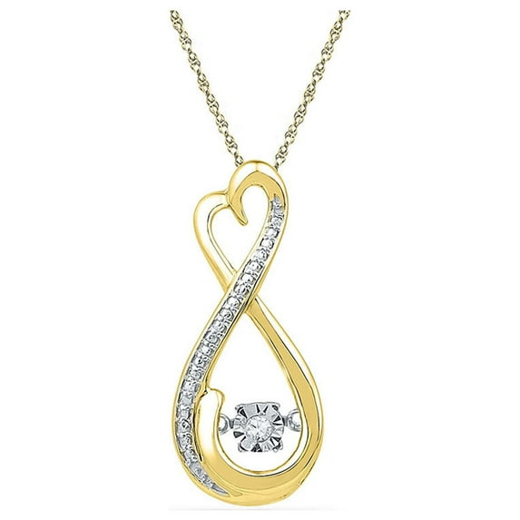 FB Jewels 10kt Yellow Gold Womens Round Diamond Infinity Moving Twinkle Pendant .03 Cttw