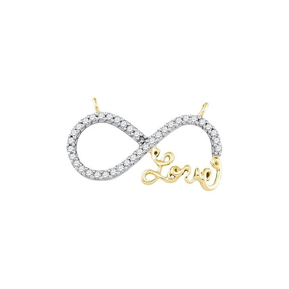 FB Jewels 10kt Yellow Gold Womens Round Diamond Infinity Pendant Necklace 1/5 Cttw