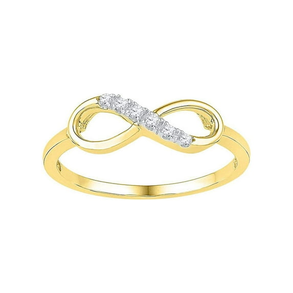 FB Jewels 10kt Yellow Gold Womens Round Diamond Infinity Ring 1/20 Cttw