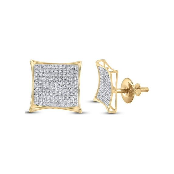 FB Jewels 10kt Yellow Gold Womens Round Diamond Kite Cluster Earrings 3/4 Cttw