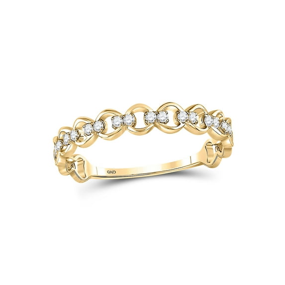 FB Jewels 10kt Yellow Gold Womens Round Diamond Link Stackable Band Ring 1/8 Cttw Size 9