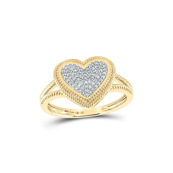 FB Jewels 10kt Yellow Gold Womens Round Diamond Rope Heart Cluster Ring 1/6 Cttw Size 5.5