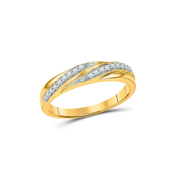 FB Jewels 10kt Yellow Gold Womens Round Diamond Simple Band Ring 1/10 Cttw Size 7.5