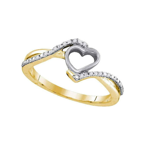 FB Jewels 10kt Yellow Gold Womens Round Diamond Simple Heart Ring 1/12 Cttw