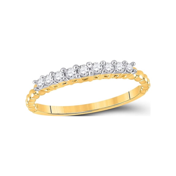 FB Jewels 10kt Yellow Gold Womens Round Diamond Single Row Band Ring 1/4 Cttw