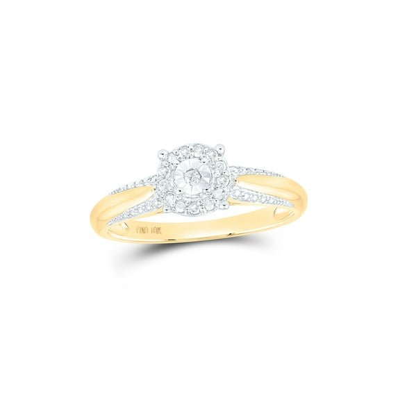 FB Jewels 10kt Yellow Gold Womens Round Diamond Solitaire Bridal Wedding Engagement Ring 1/10 Cttw