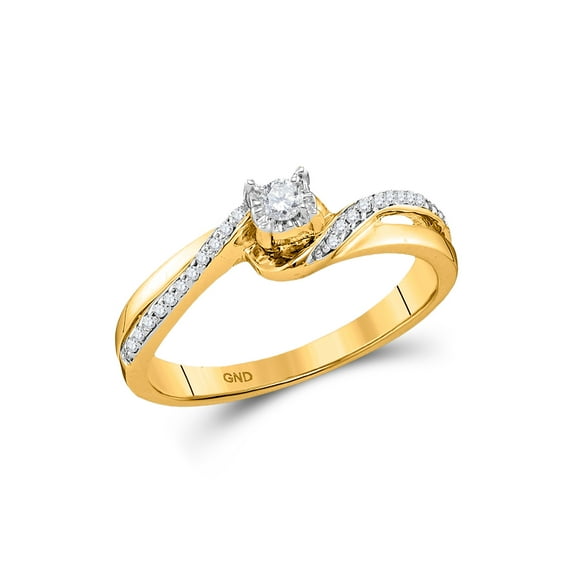 FB Jewels 10kt Yellow Gold Womens Round Diamond Solitaire Bridal Wedding Engagement Ring 1/8 Cttw